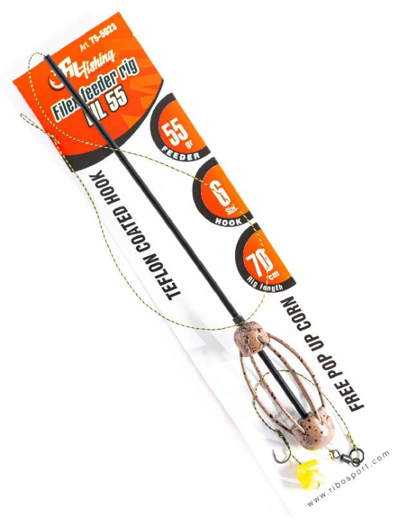  MONTURA FILEX FEEDER RIG 55 GR CU PORUMB FLOTANT, CARLIG WIDE GAPE NR. 6
