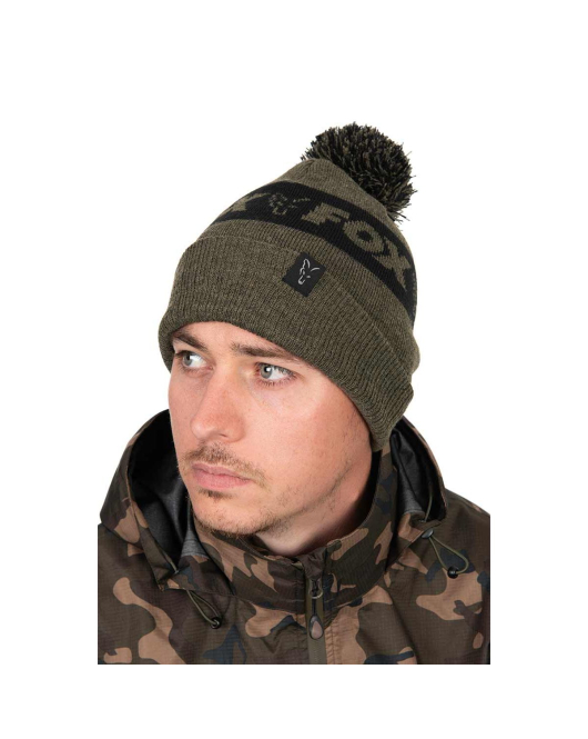 Caciula Fox Collection Bobble Hat, Green & Black