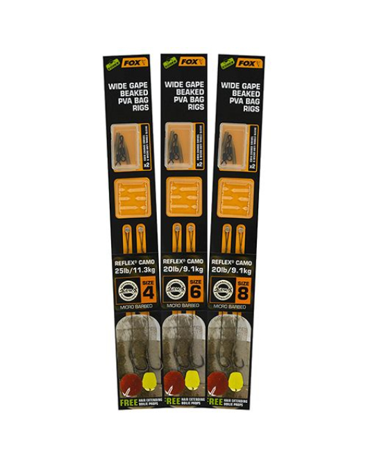 Carlige legate FOX wide gape beaked PVA Bag nr.6 20lb