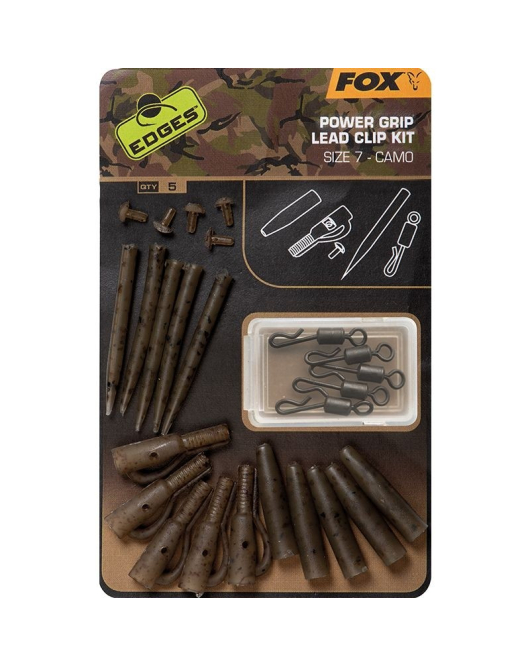 Kit Monturi Plumb Pierdut Fox Edges Power Grip Lead Clip Camo, 5x5buc/set Kit Monturi Plumb Pierdut Fox Edges Power Grip Lead Clip Camo, 5x5buc/set