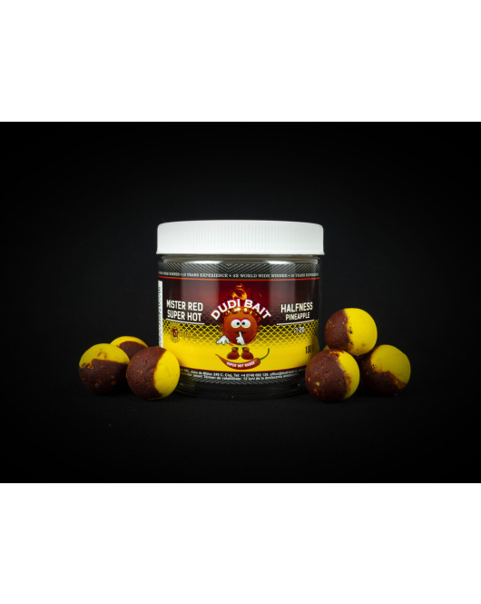  Boilies pentru carlig Mister Red “Super Hot Halfness”Pineapple 20mm