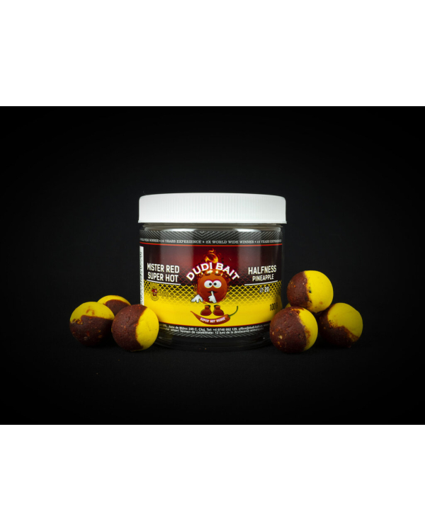  Boilies pentru carlig Mister Red “Super Hot Halfness”Pineapple 20mm