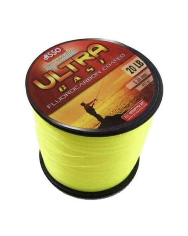 Fir Asso Ultra Cast 0.39mm 18.50kg 1000m Galben Fluo