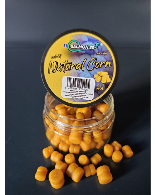 Salmon20 Pelete de carlig Natural Corn sinking,solubil 6-8 mm