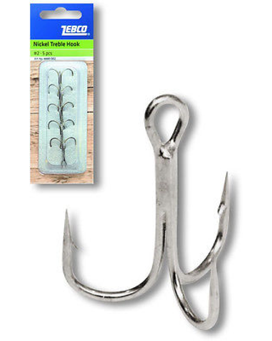 Ancora Zebco No.1/0 Topic Treble Hook Nickel