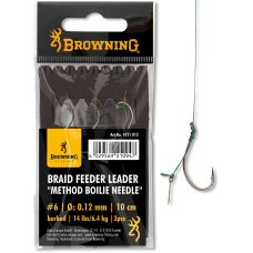 Carlige Legate Browning No.4 10cm 0.14mm Braid Feeder Leader Method Boilie Needle
