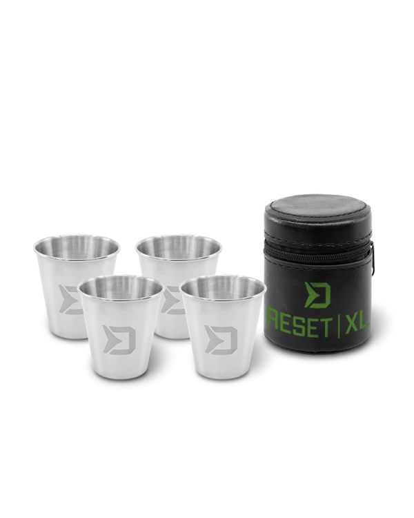 Set pahare de shot-uri din oțel inoxidabil Delphin RESET XL 4v1